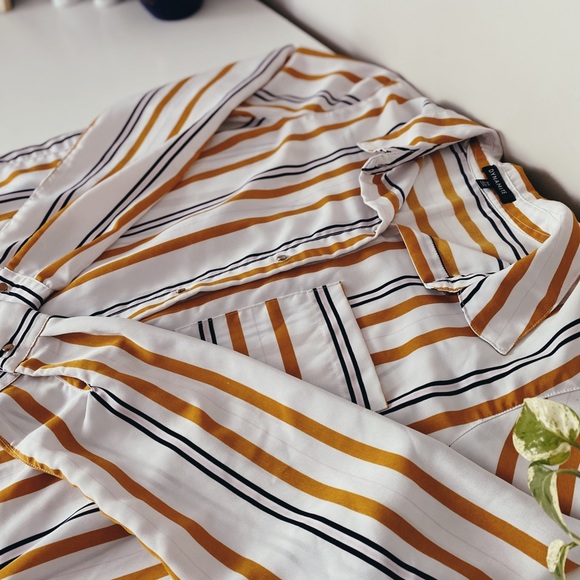 DYNAMITE Stripes Orange and White Blouse - Picture 4 of 5